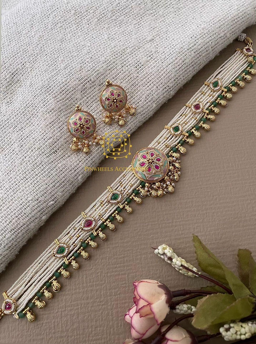 Thumbnail: TRADITIONAL BEADED MEENAKARI CHOKER 