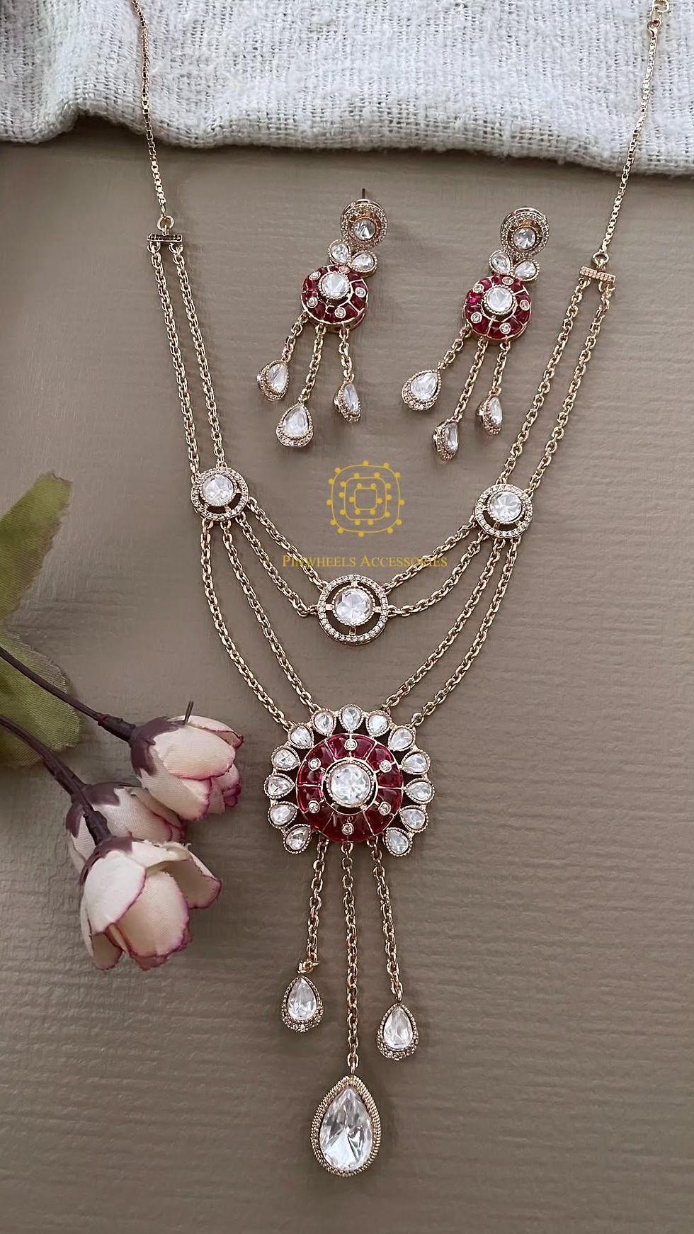 Thumbnail: LAYERED MEENAKARI POLKI NECKLACE 