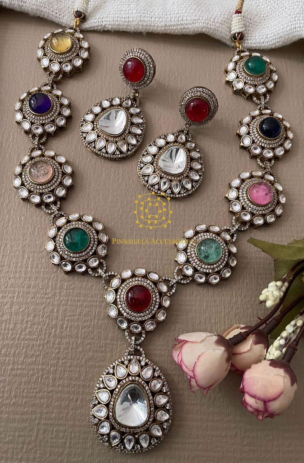 Thumbnail: LONG COLOURED STONE NECKLACE 