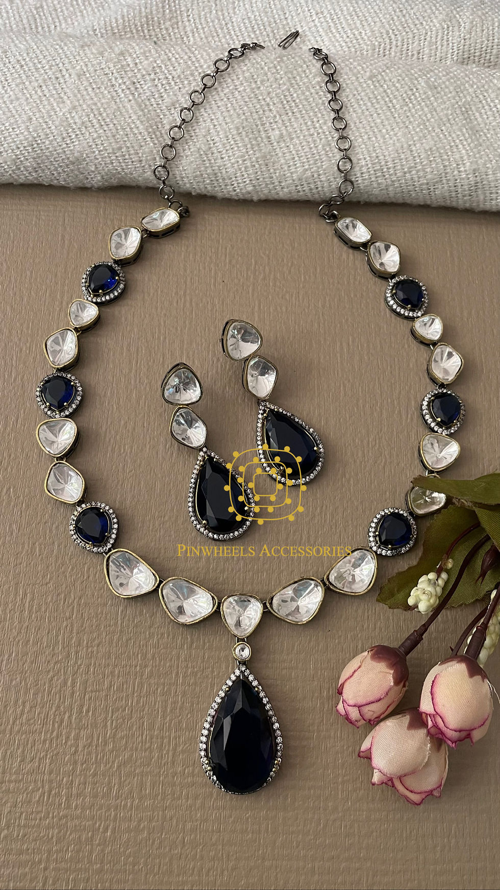 Thumbnail: DOUBLET STONE POLKI NECKLACE