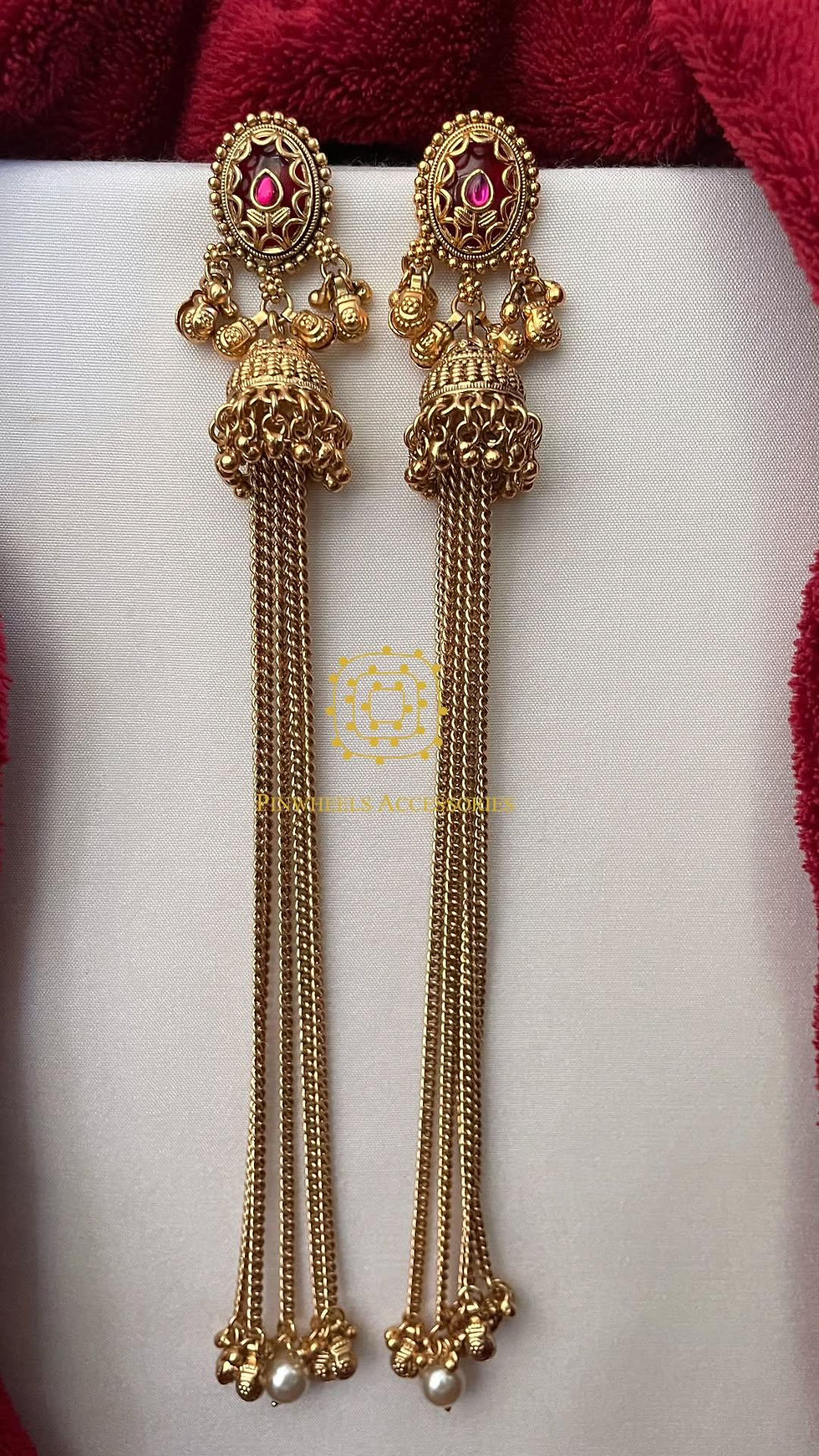 Thumbnail: LONG KASHMIRI JHUMKA EARRINGS 
