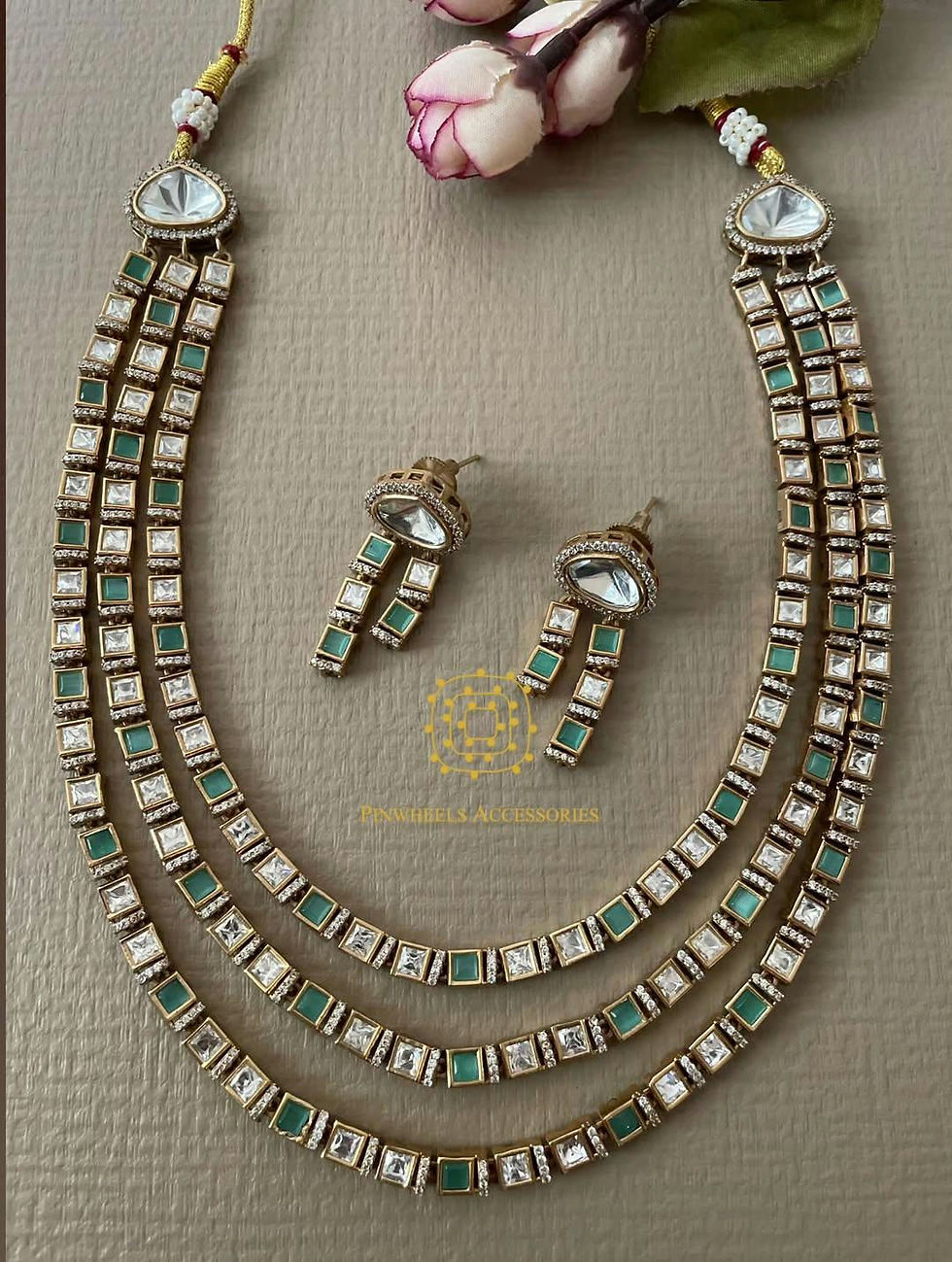 Thumbnail: VICTORIAN 3 LAYERED KUNDAN NECKLACE 