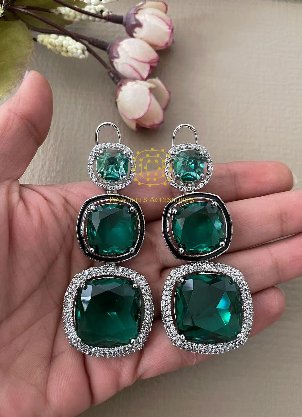 Thumbnail: DOUBLET STONE EARRINGS 