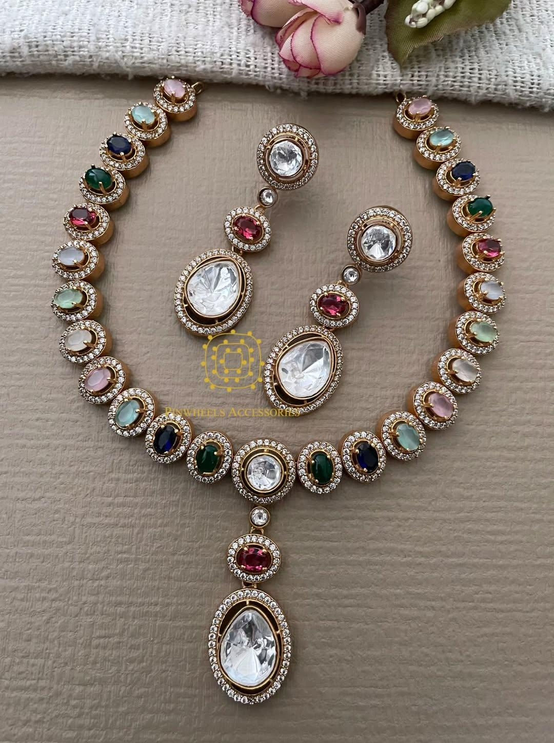 POLKI COLOURED STONE NECKLACE