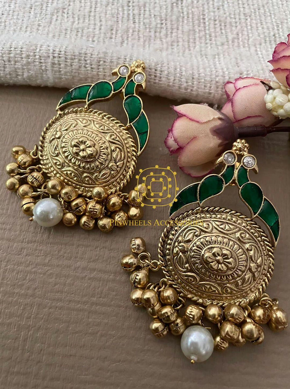 Thumbnail: CONTEMPORARY PEACOCK EARRINGS 