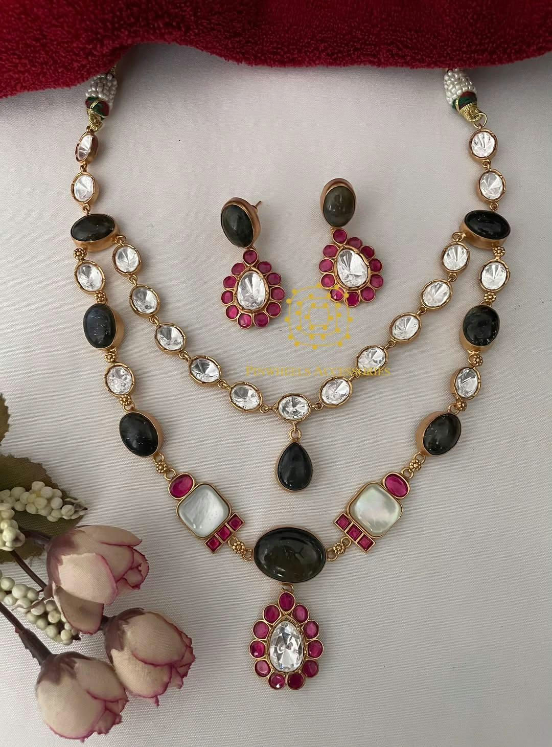 POLKI MOTHER OF PEARL SEMI PRECIOUS NECKLACE 