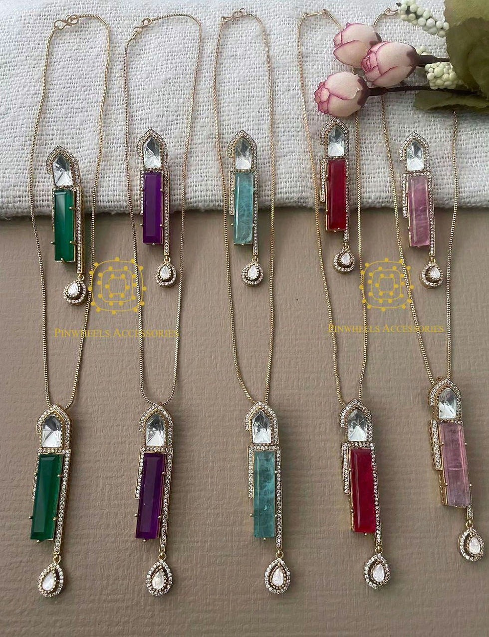 Thumbnail: DOUBLET STONE CZ PENDANT SET 