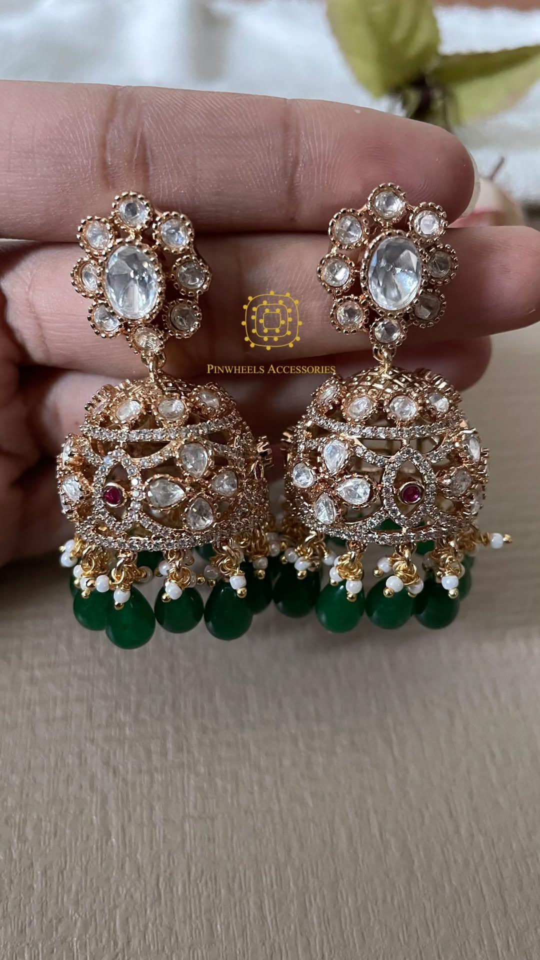 GOLD POLISH MOISSANITE JHUMKA