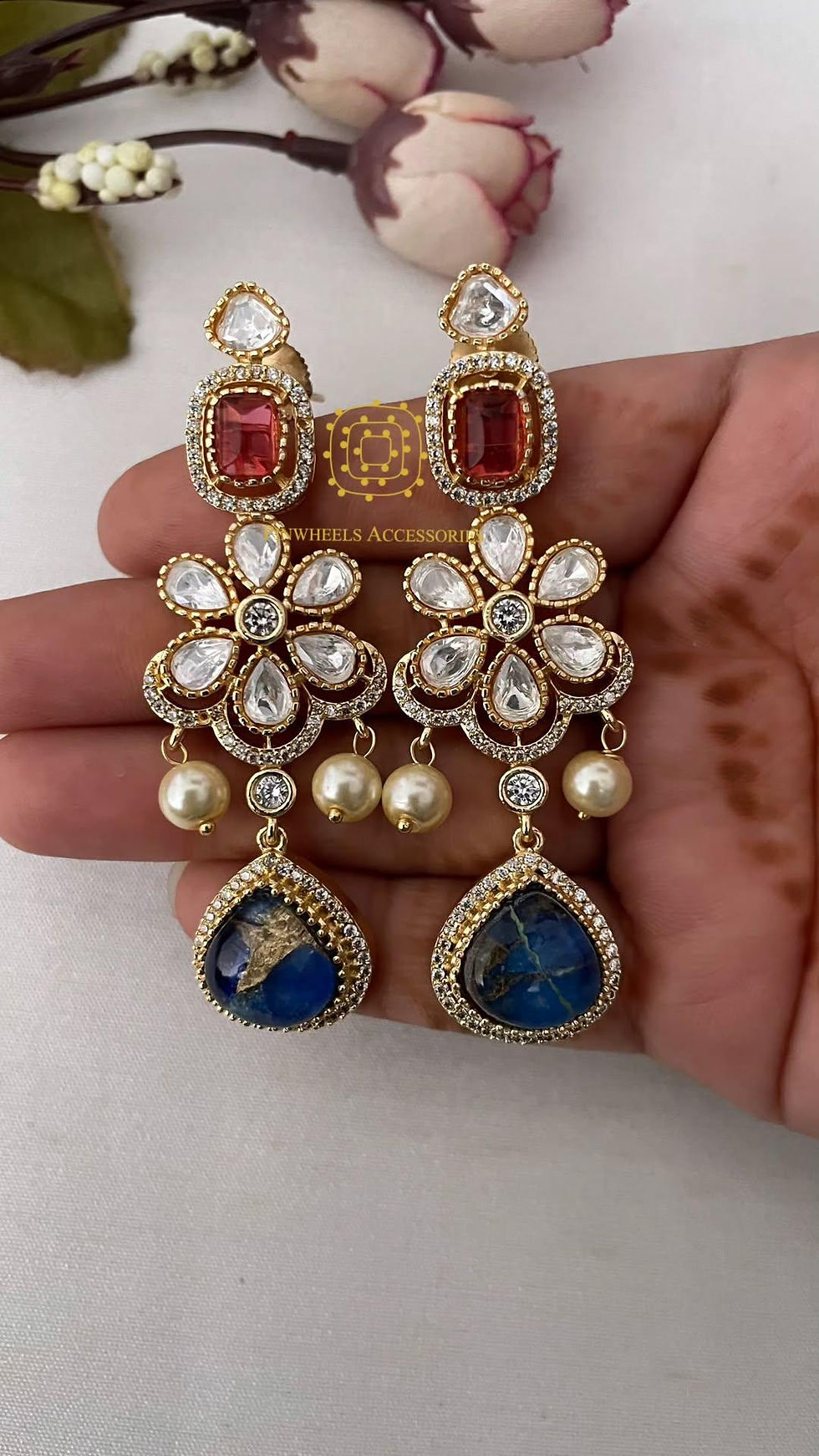 Thumbnail: MOSAIC STONE MOISSANITE EARRINGS 