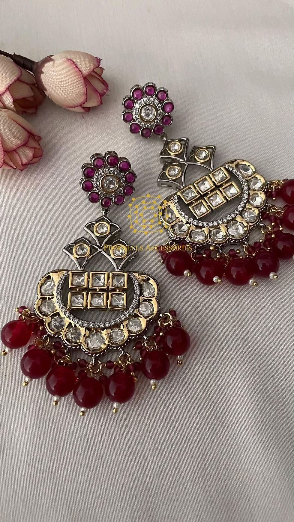 Thumbnail: VICTORIAN POLISH KUNDAN CHANDBALI 