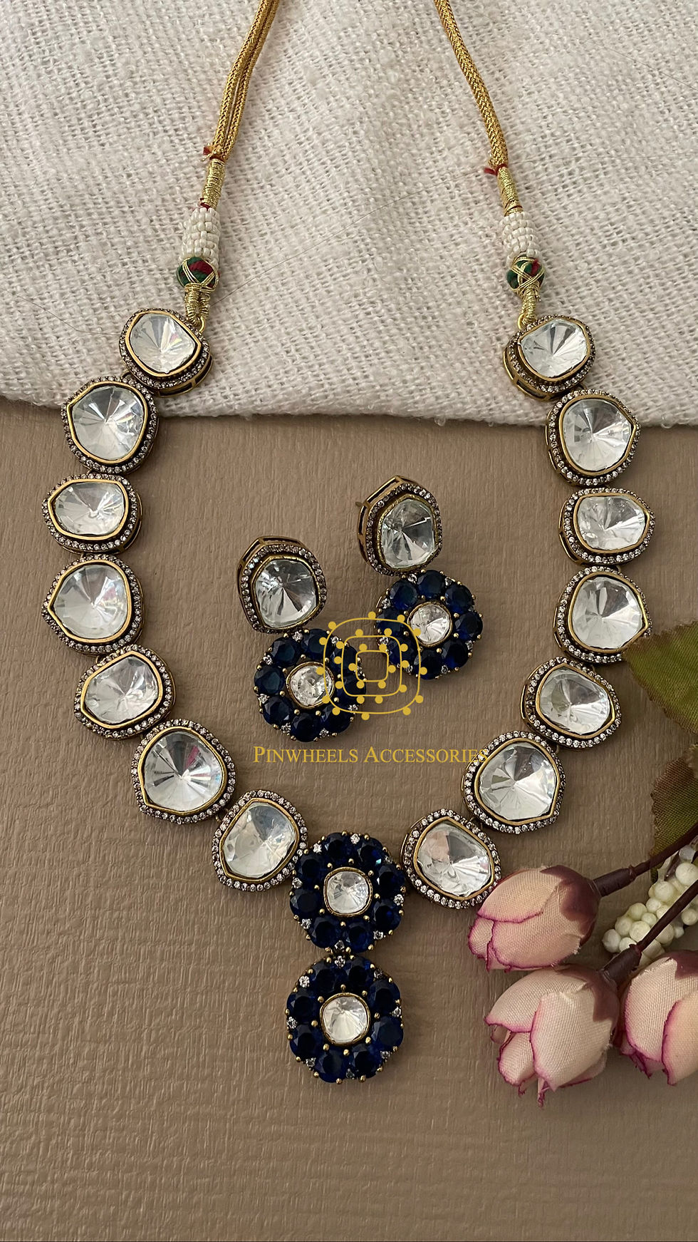 Thumbnail: POLKI & COLOURED STONE NECKLACE