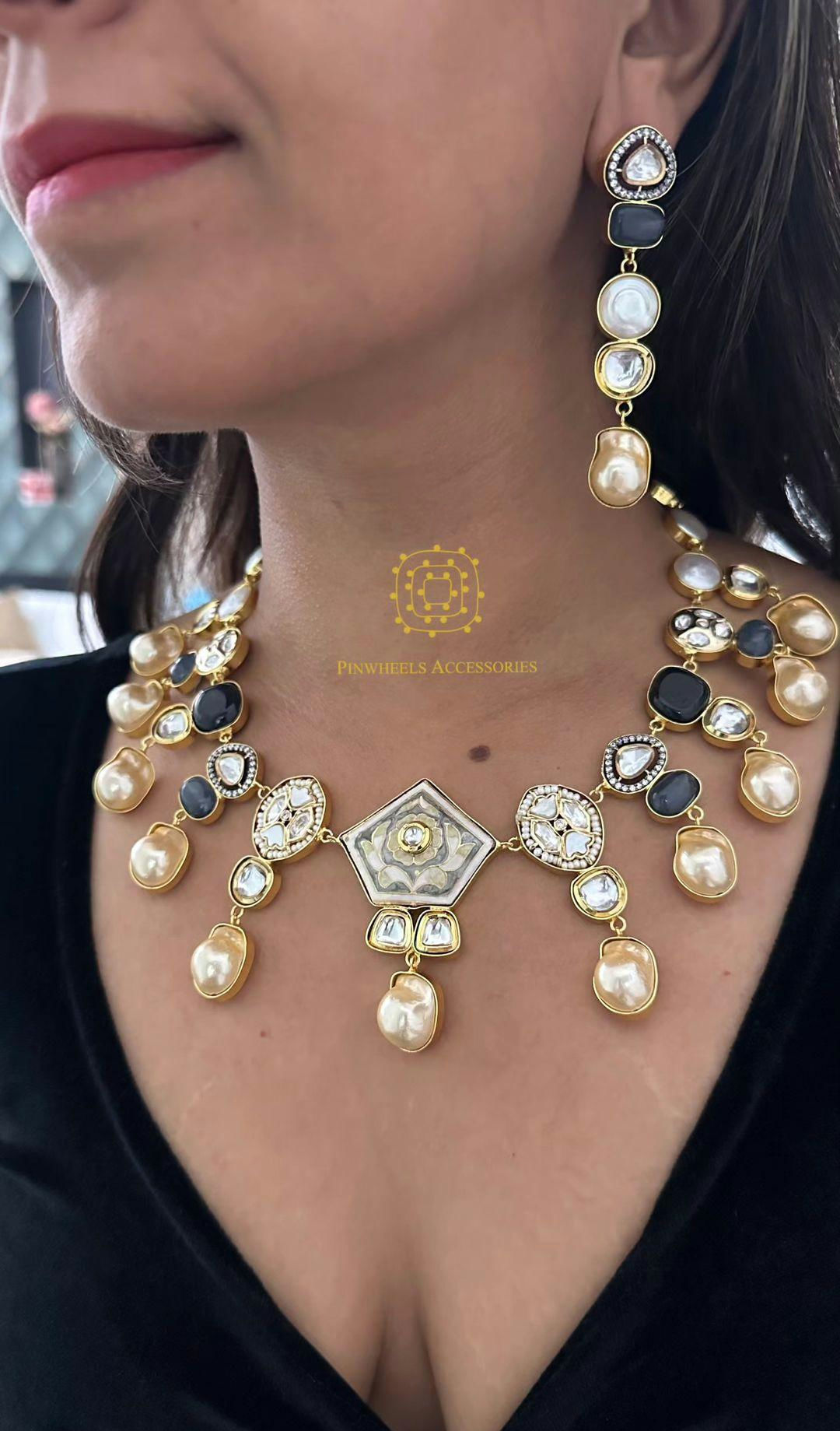 BAROQUE PEARL MEENAKARI NECKLACE