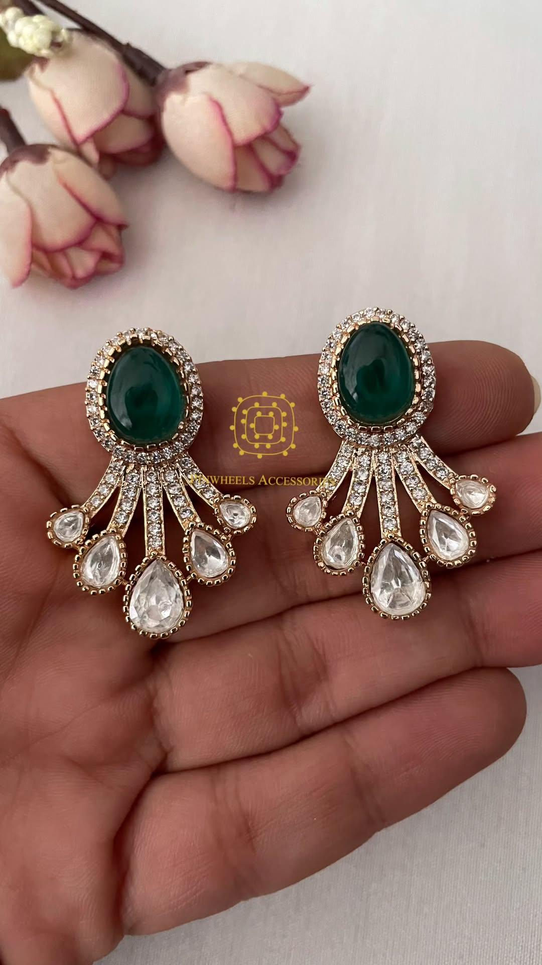 CZ COLOURED STONE KUNDAN STUDS