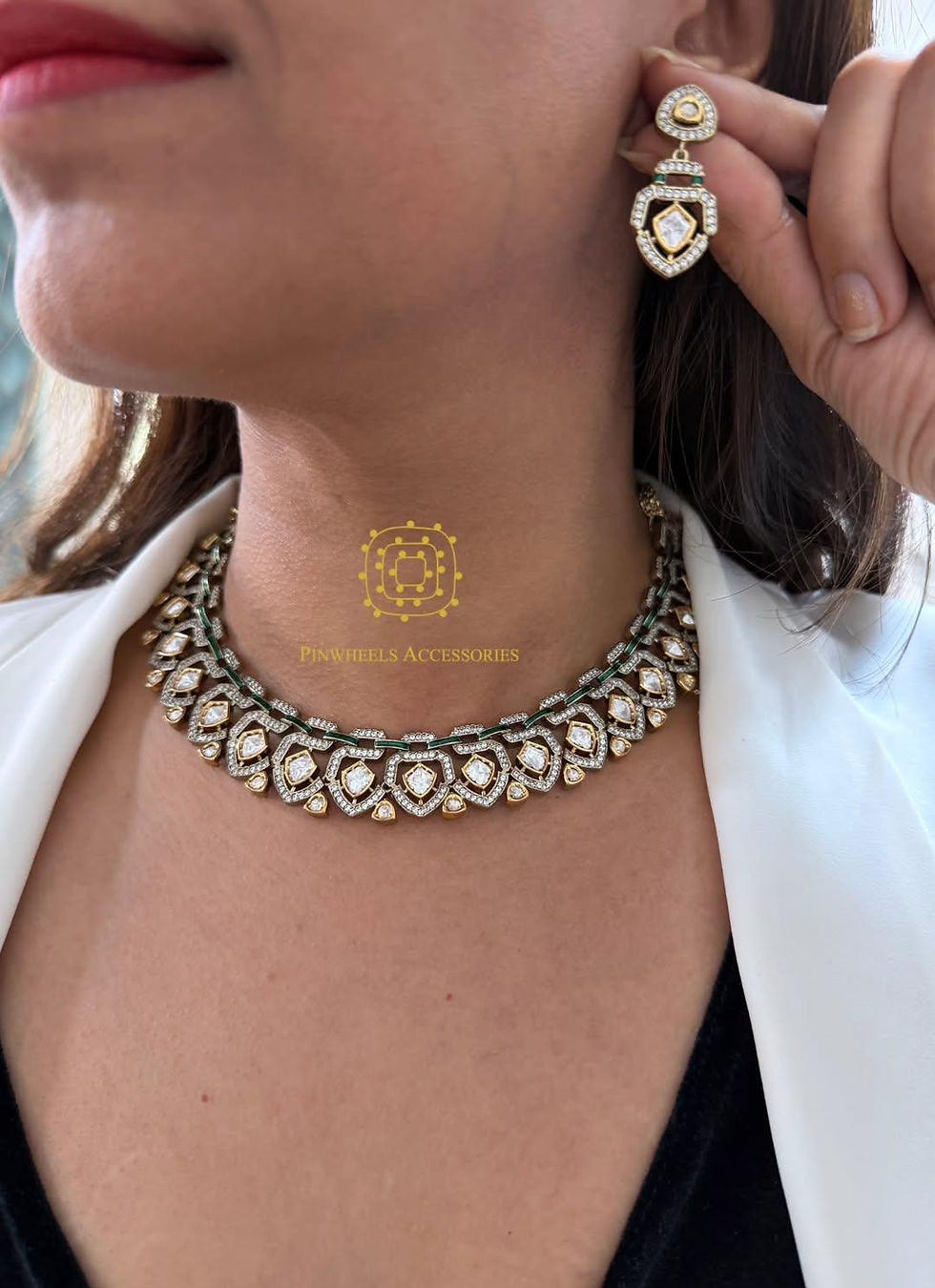 Thumbnail: VICTORIAN CZ POLKI NECKLACE 