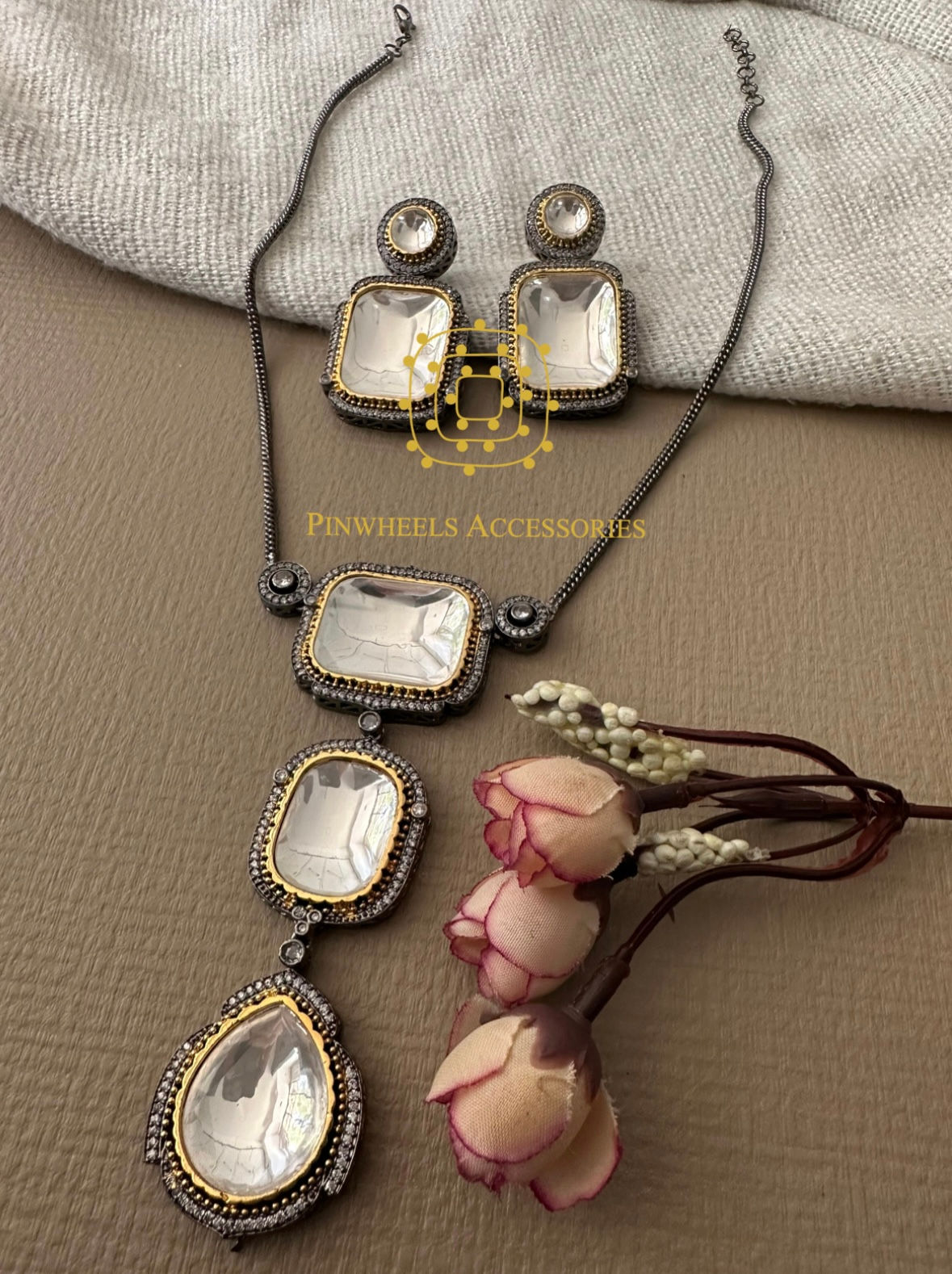 DOUBLET STONE NECKLACE VICTORIAN POLISH 