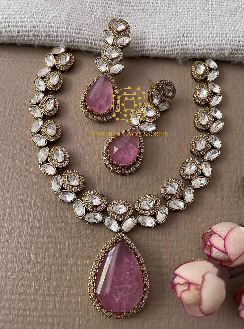 Thumbnail: RASHA MOISSANITE & DOUBLET STONE NECKLACE 