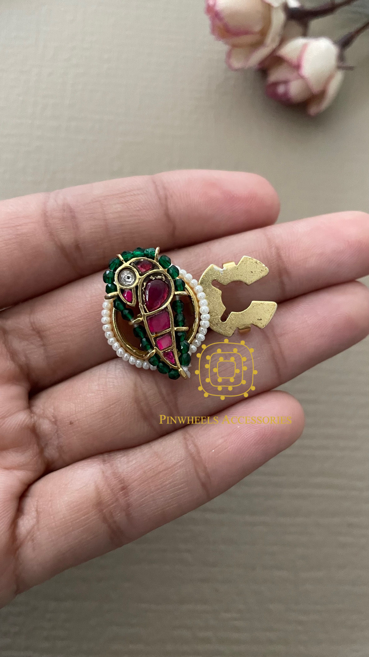PEACOCK KURTA BUTTON / CUFFLINK 