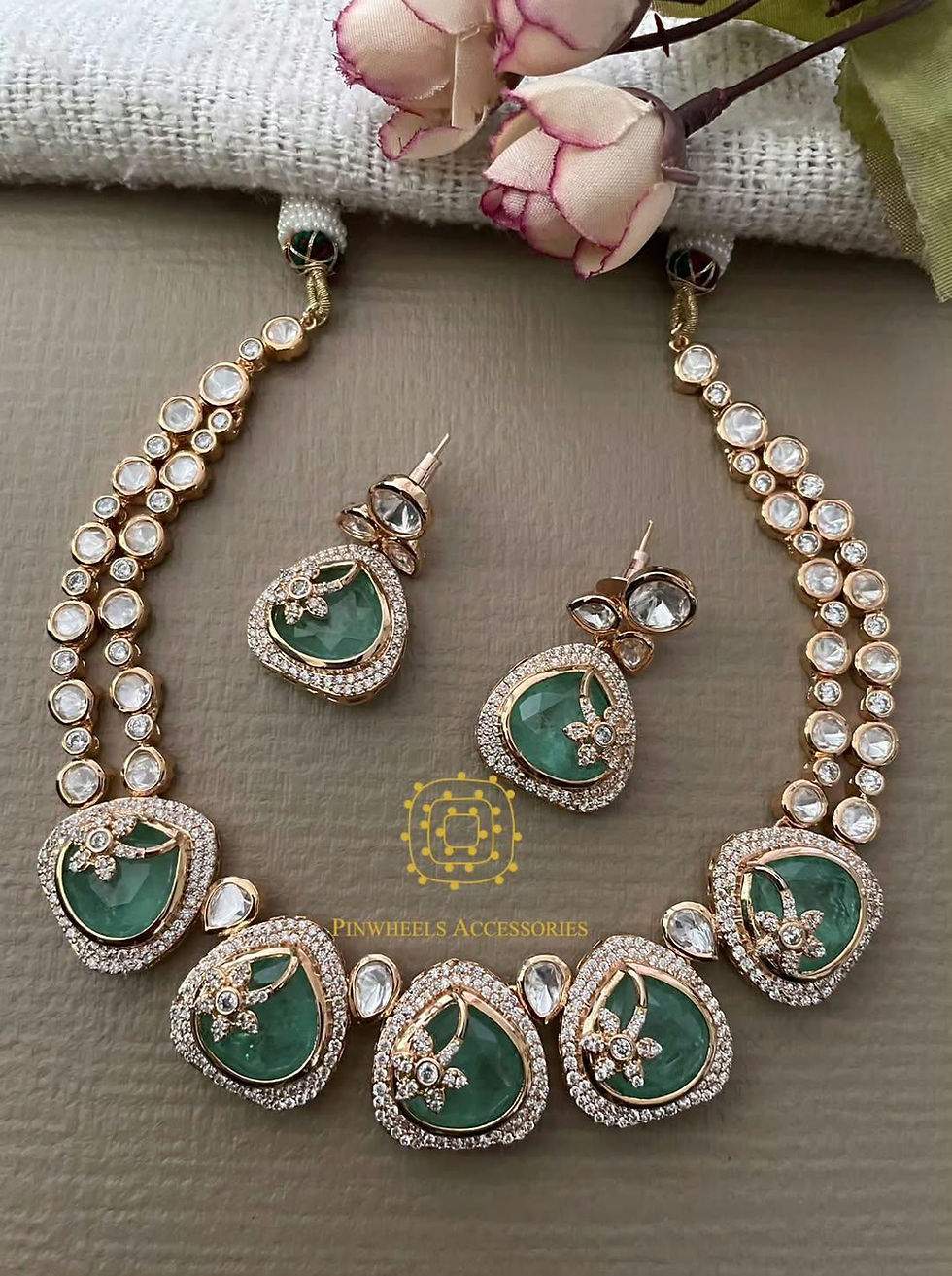 Thumbnail: MOTHER OF PEARL POLKI NECKLACE 