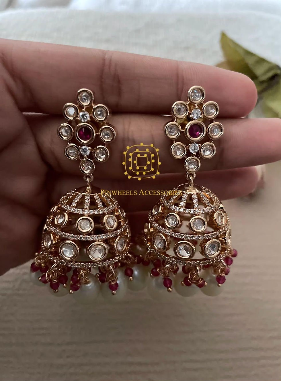 Thumbnail: SIMPLE KUNDAN JHUMKAS 