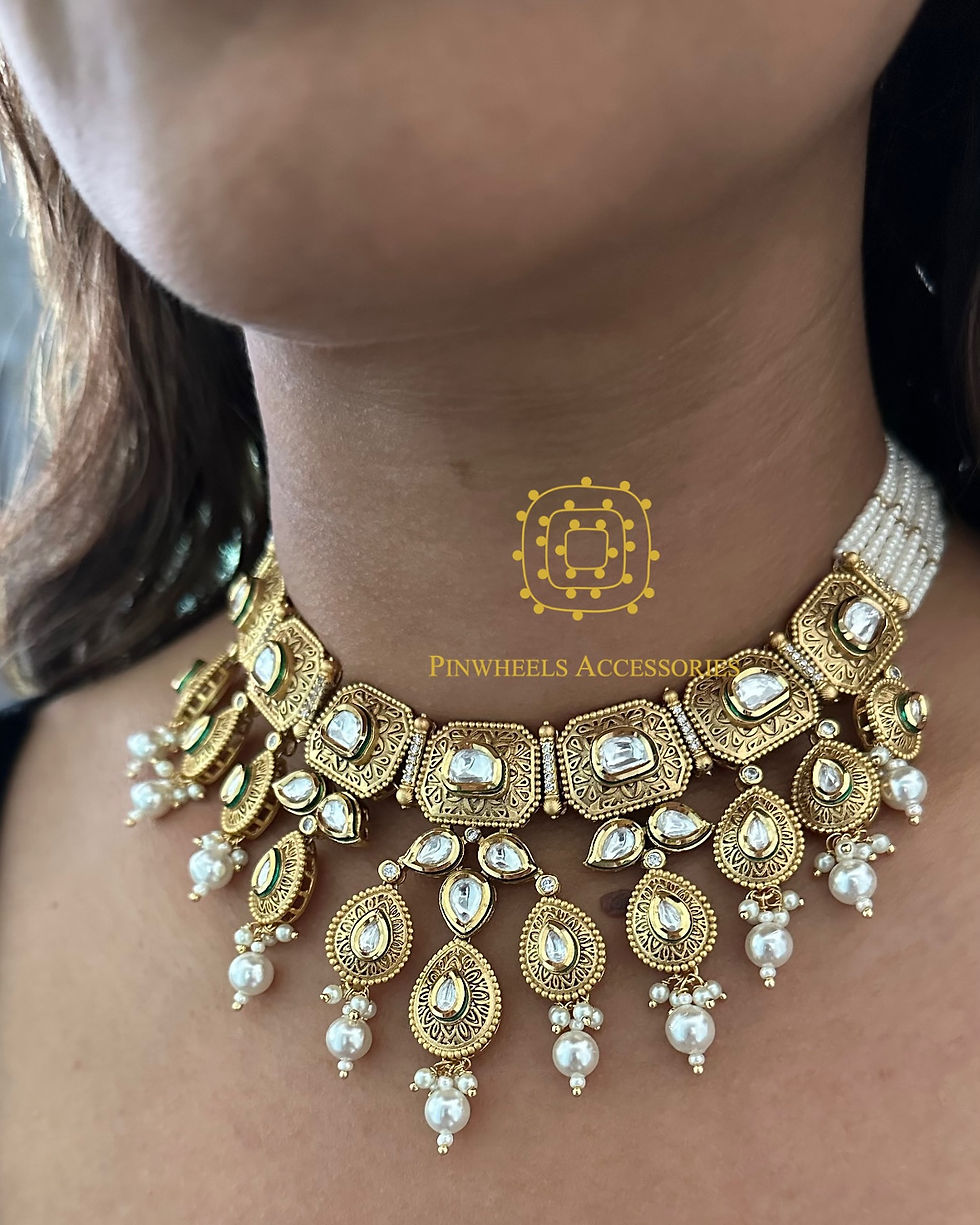 Thumbnail: FILIGIREE HANDCRAFTED KUNDAN NECKLACE 