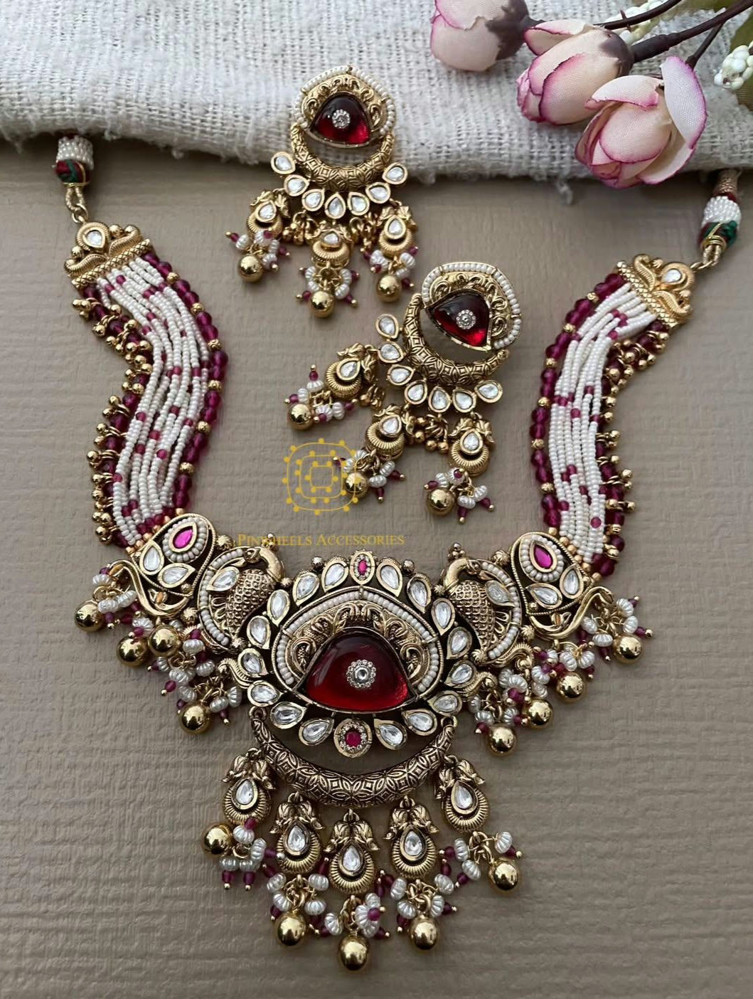 TRADITIONAL RUBY PEACOCK CHOKER