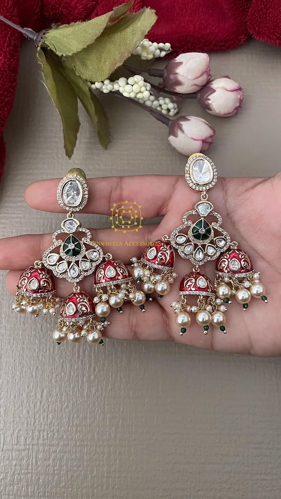 Thumbnail: URJA HANDCRAFTED MEENAKARI JHUMKA CHANDBALI 