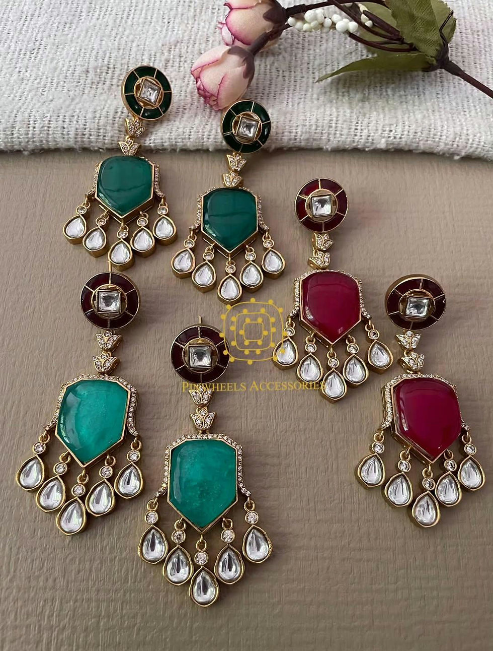 Thumbnail: DOUBLET STONE MEENAKARI EARRINGS 