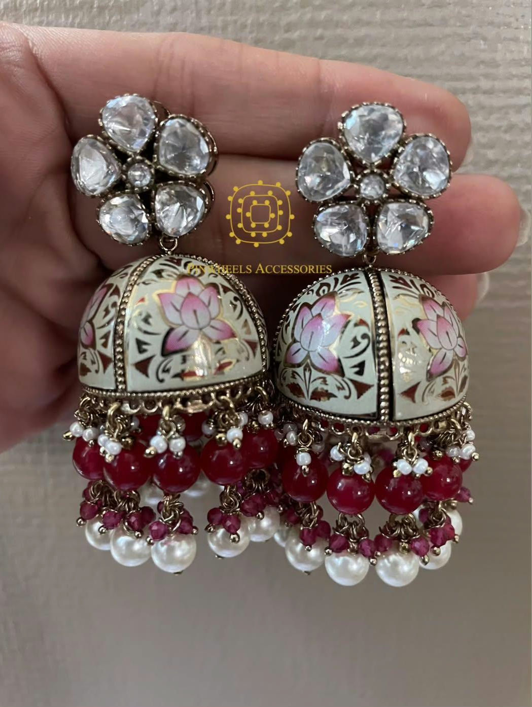 MEENAKARI FLOWERY JHUMKA