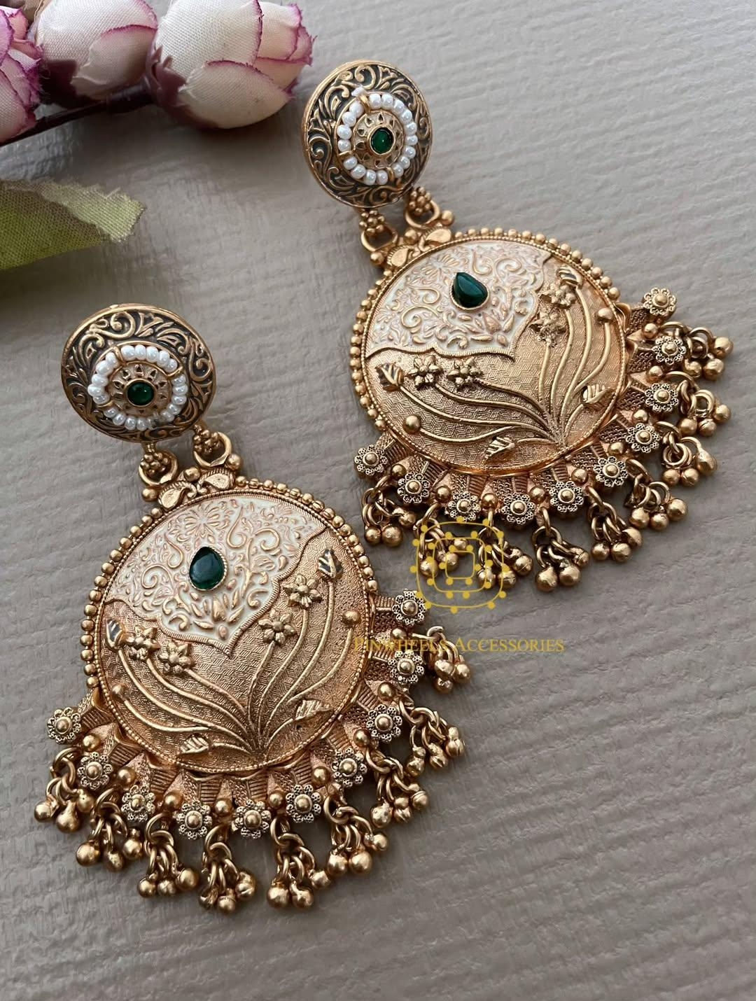 GOLD MEENAKARI EARRINGS