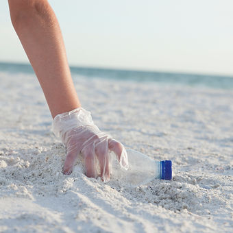 Limpiando la playa
