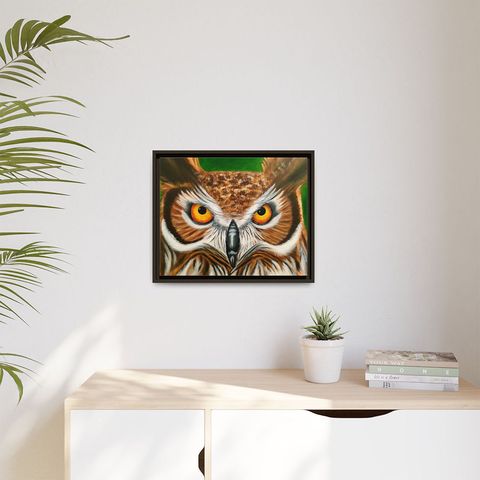 Thumbnail: Give A Hoot Matte Canvas, Framed- Misty Dawn