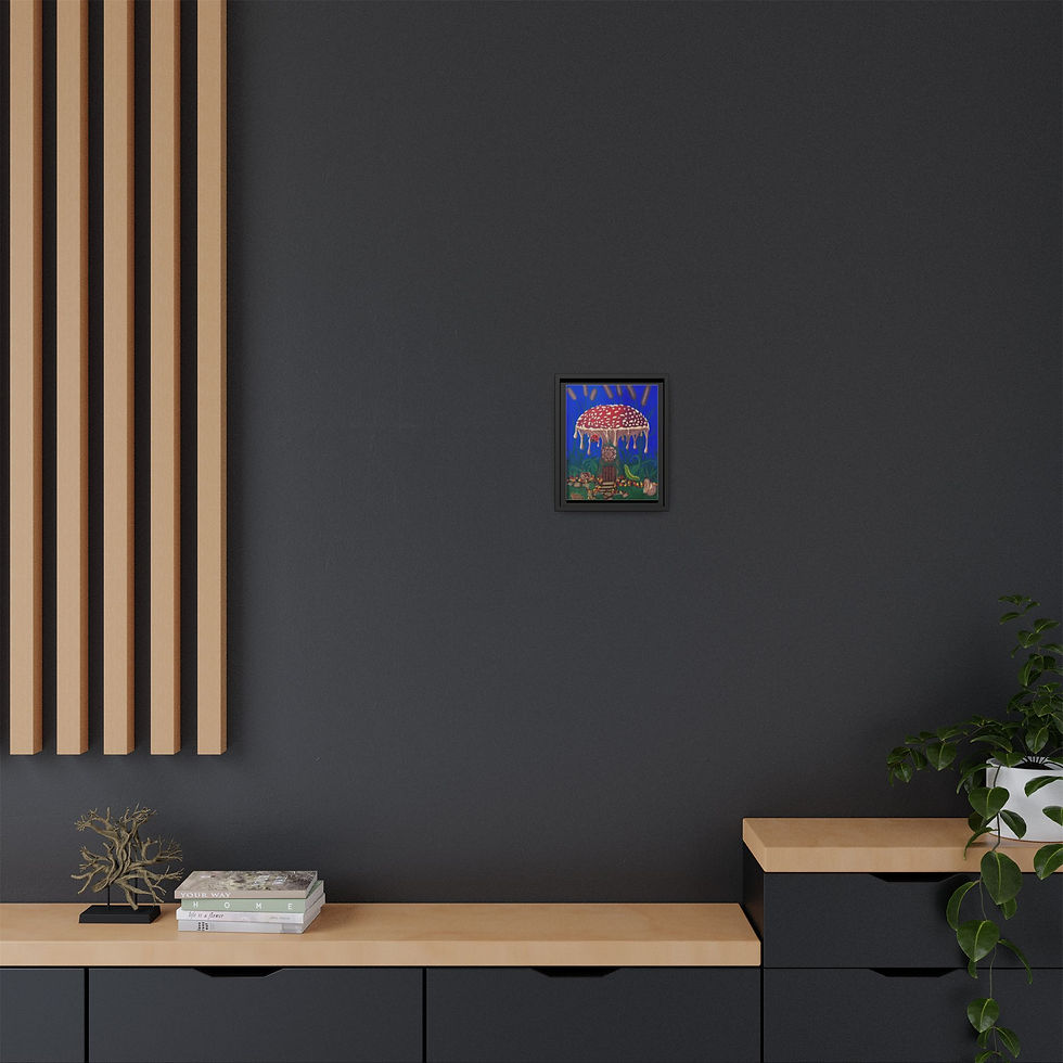 Thumbnail: Home is where the Shroom is- Matte Canvas, Framed- Misty Dawn