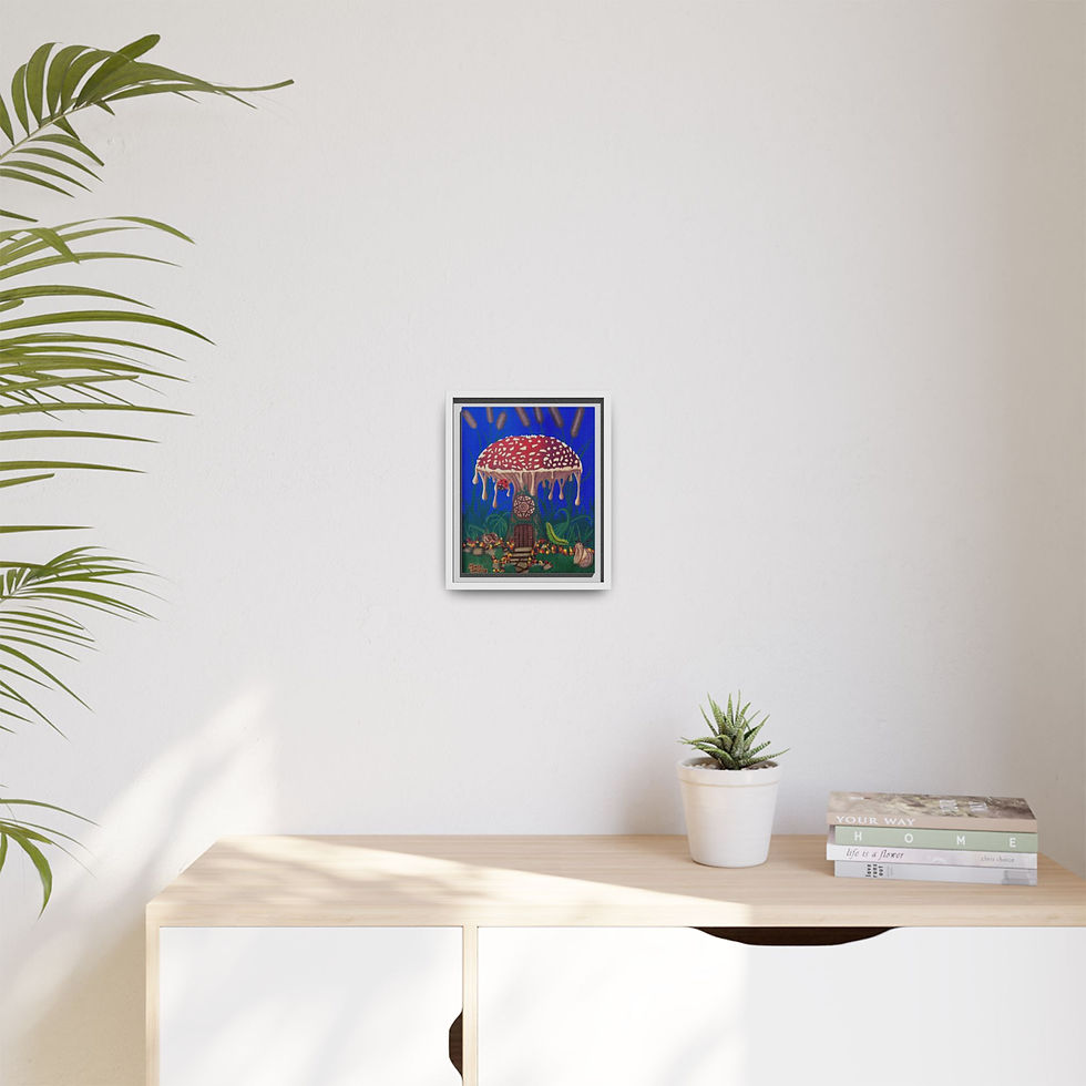 Thumbnail: Home is where the Shroom is- Matte Canvas, Framed- Misty Dawn