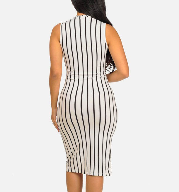 Thumbnail: Sexy Keyhole Pin Stripe Bodycon Dress