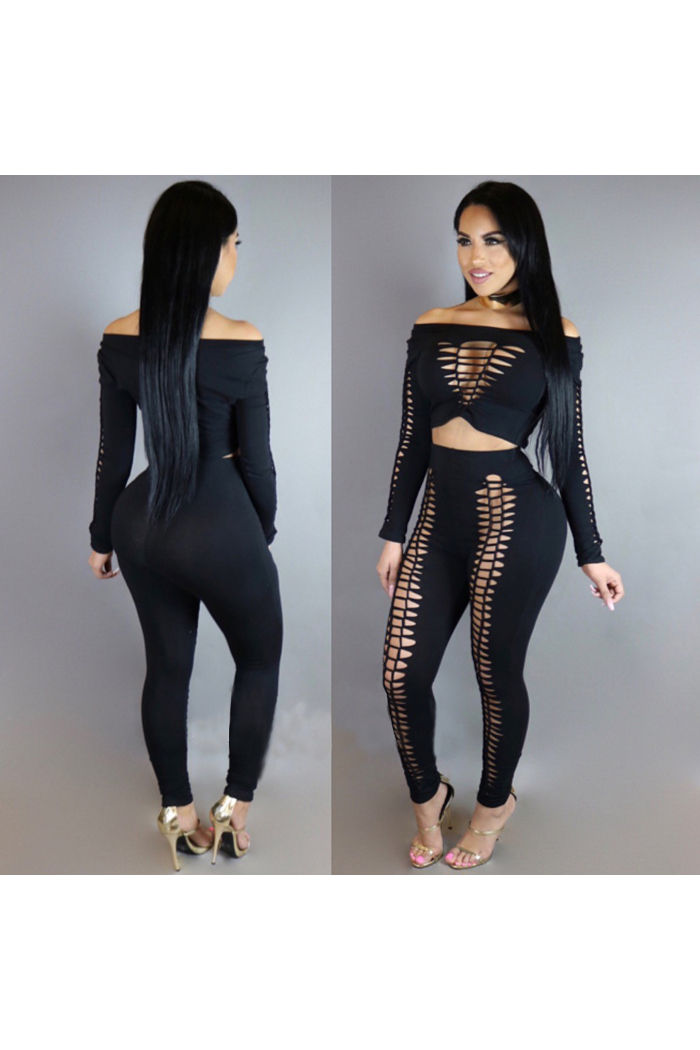 Sexy Hollow Out Front Two Piece Outfit