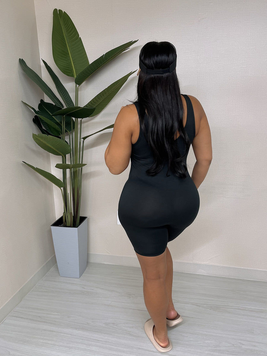 Thumbnail: Sexy Solid Color Zip Up Tank Romper