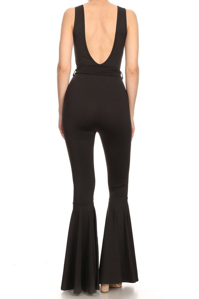 Thumbnail: Sexy Sleeveless Flare Leg Jumpsuit