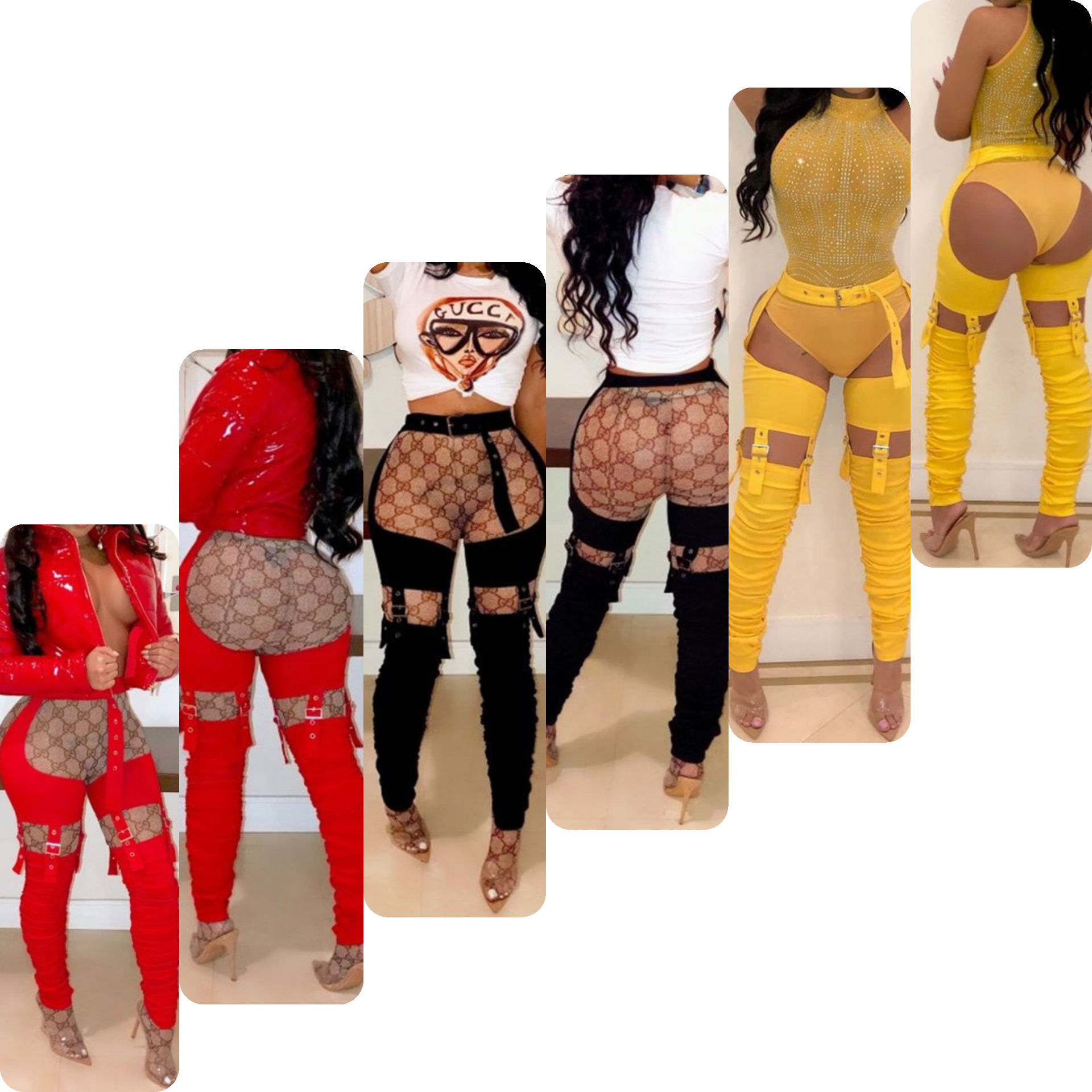 Sexy Open Front & Back Buckle Pants