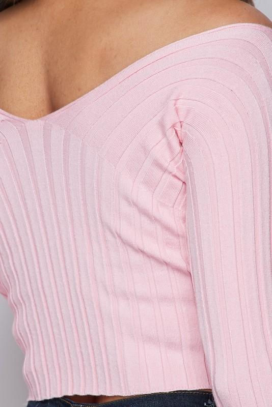 Thumbnail: Sexy Off Shoulder Ribbed Sweater Crop
