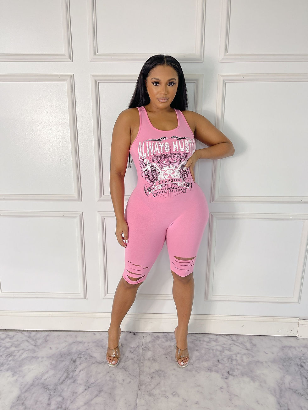 Thumbnail: Sexy Graphic Print "Always Hustle" Romper