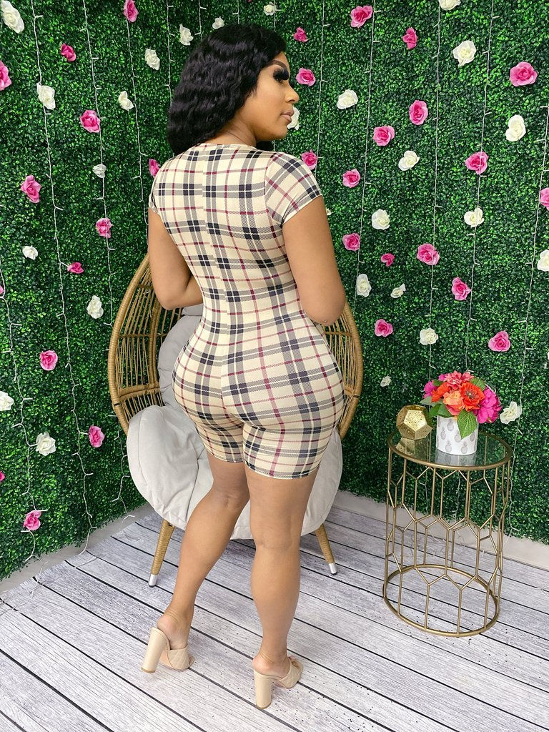 Thumbnail: Sexy BurrrBury Short Sleeve Zipper Front Romper