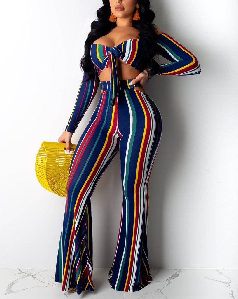 Sexy Sexy Stripe Crop Top & Pants Set