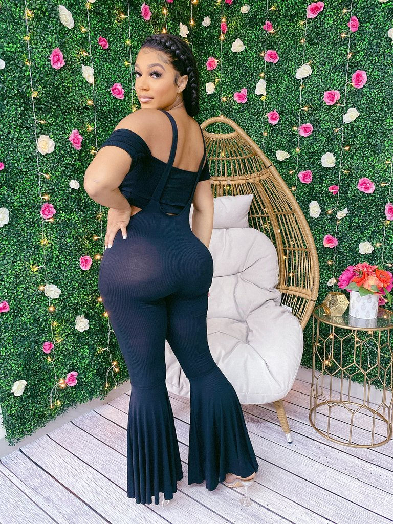 Thumbnail: Sexy Ribbed Overall Jumpsuit Set