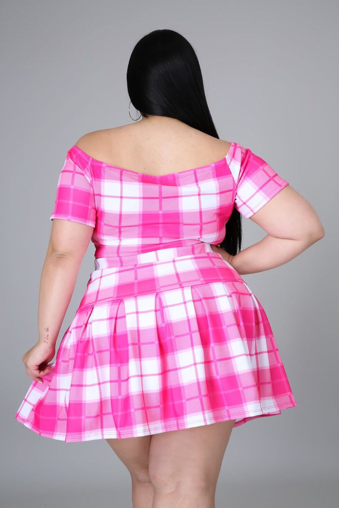 Thumbnail: Sexy Plus Plaid Top & Skirt Set
