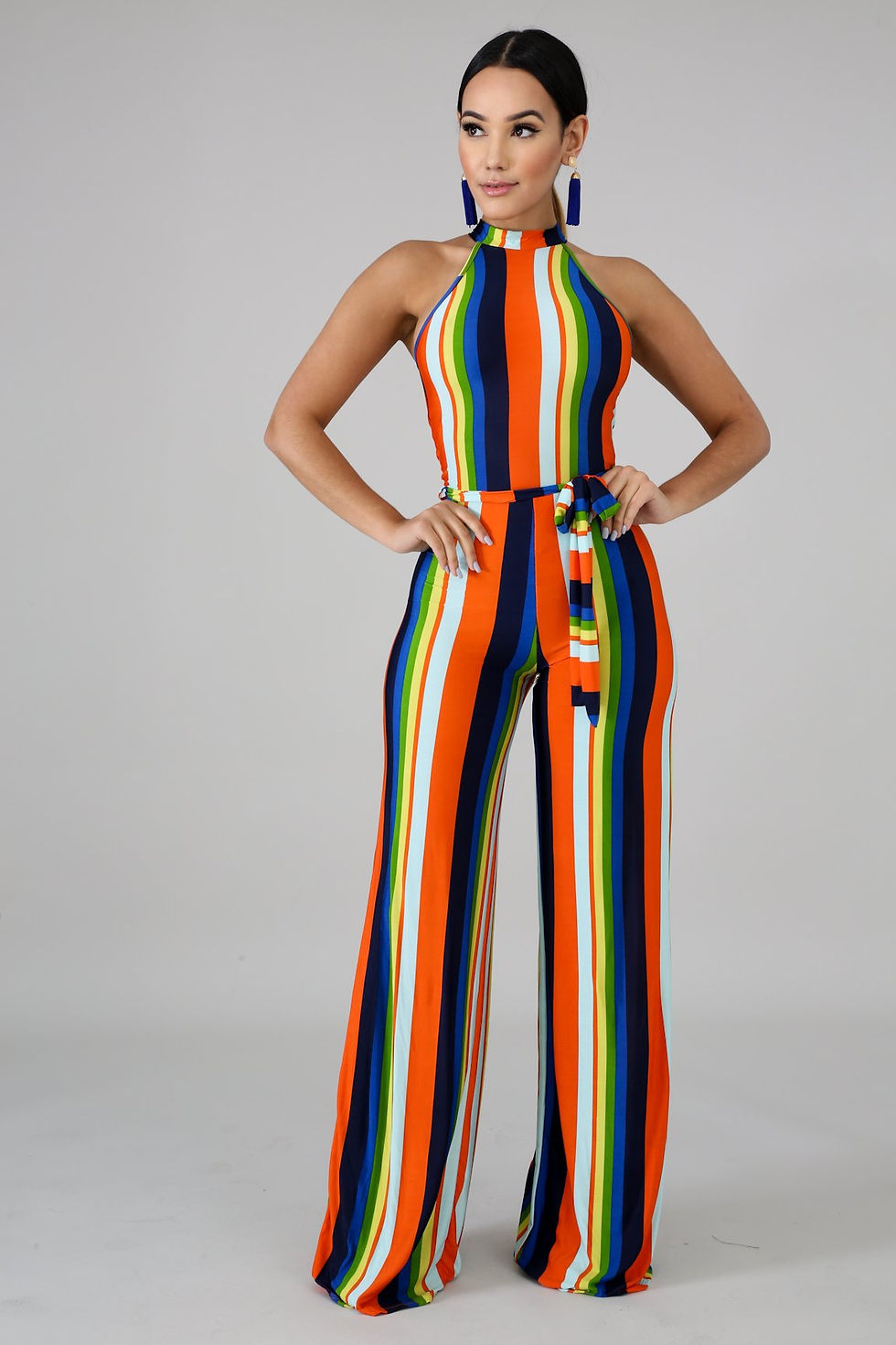 Thumbnail: Sexy Stripe Halter Neck Jumpsuit
