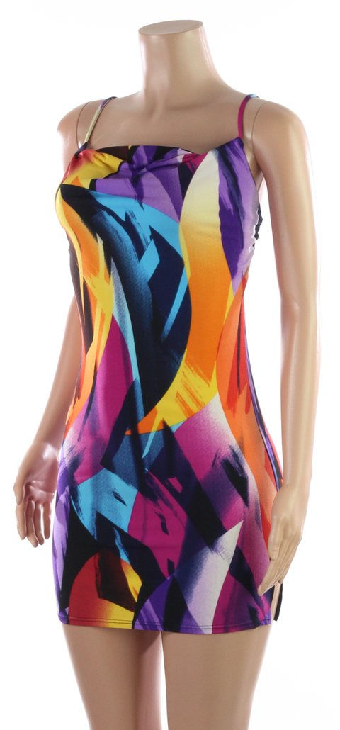 Sexy Multicolor Side Slit Dress