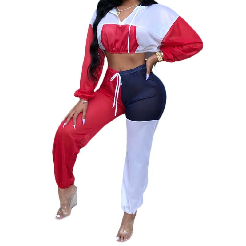 Thumbnail: Sexy Color Contrast Hooded Two Piece