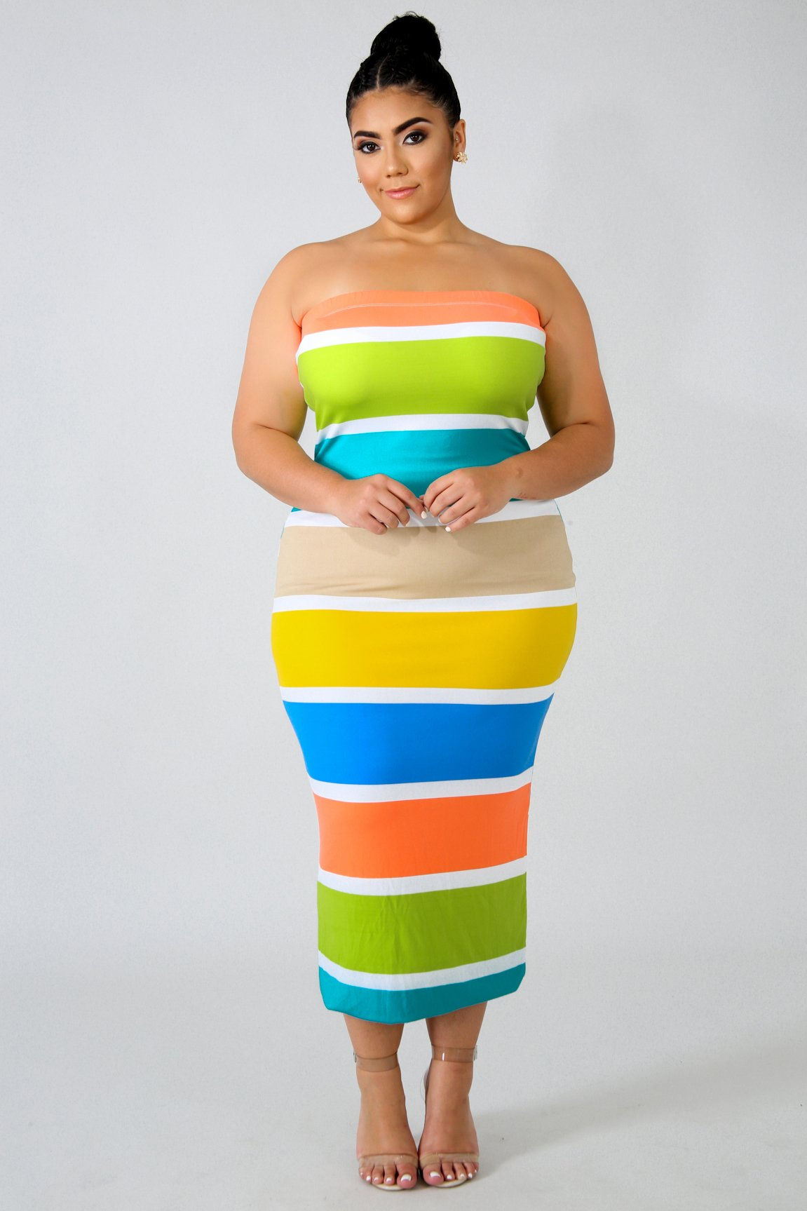 Sexy Plus Color Block Tube Dress