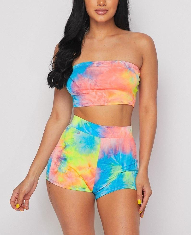 Sexy Two Piece Crop Top & Booty Short Set