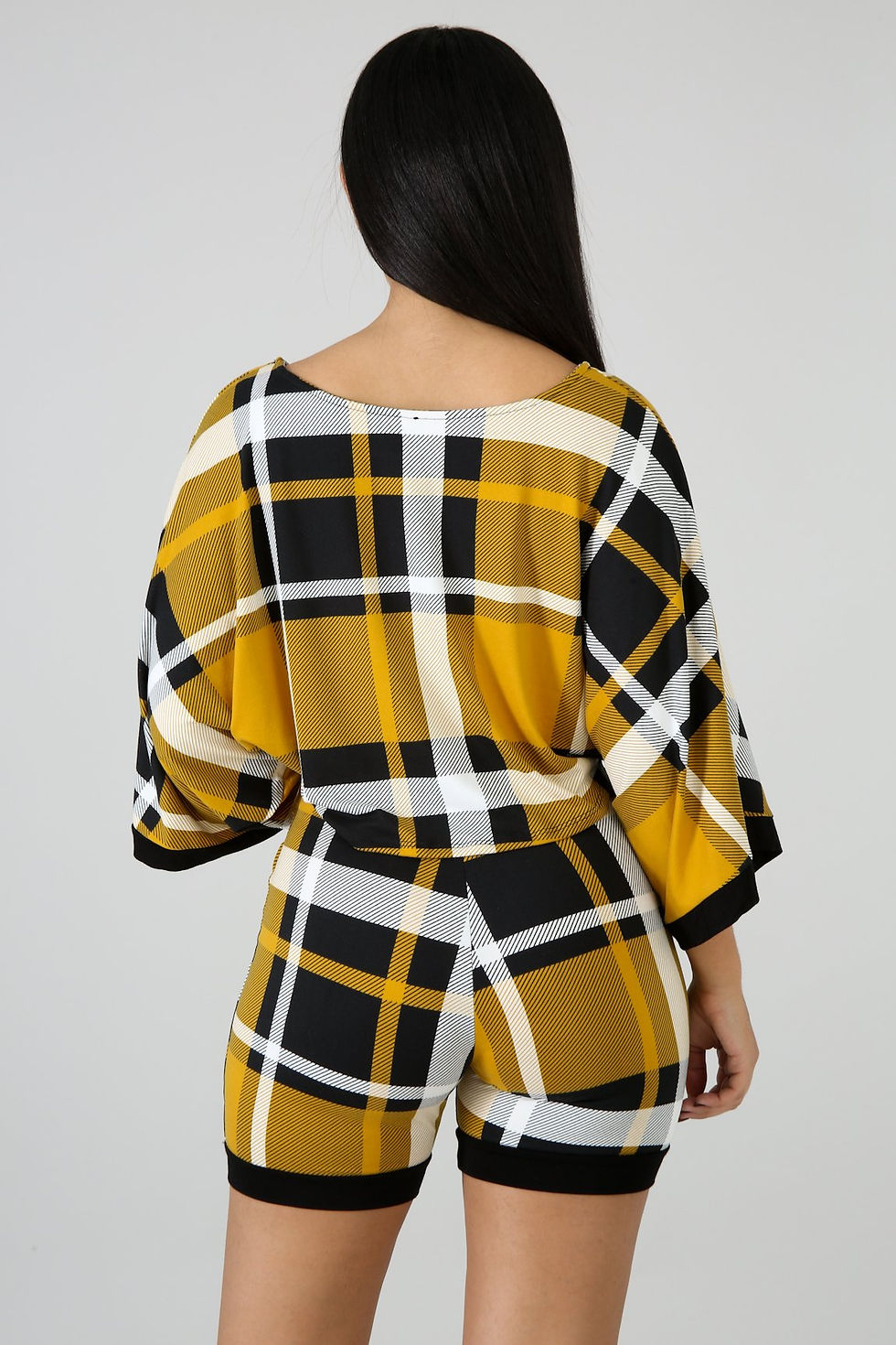 Thumbnail: Sexy Yellow Plaid Two Piece Short Set